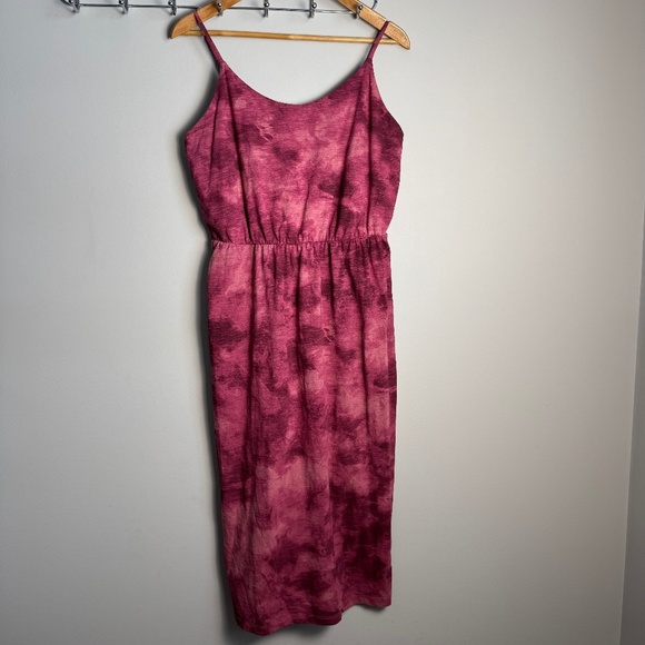 Old‎ Navy Women's Spaghetti Strap Babydoll Summer Dress Tie Dye Burgundy-wine L - Picture 1 of 15